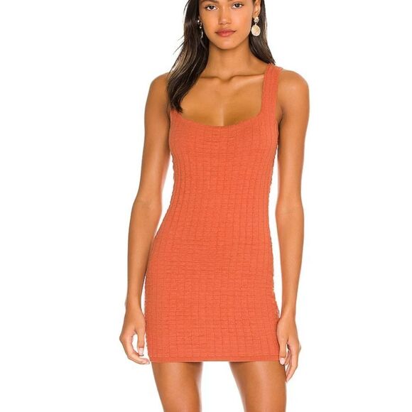 NWT Free People Beach Short N Sweet Knit Mini Dress in Ambered Coral L - Picture 5 of 10